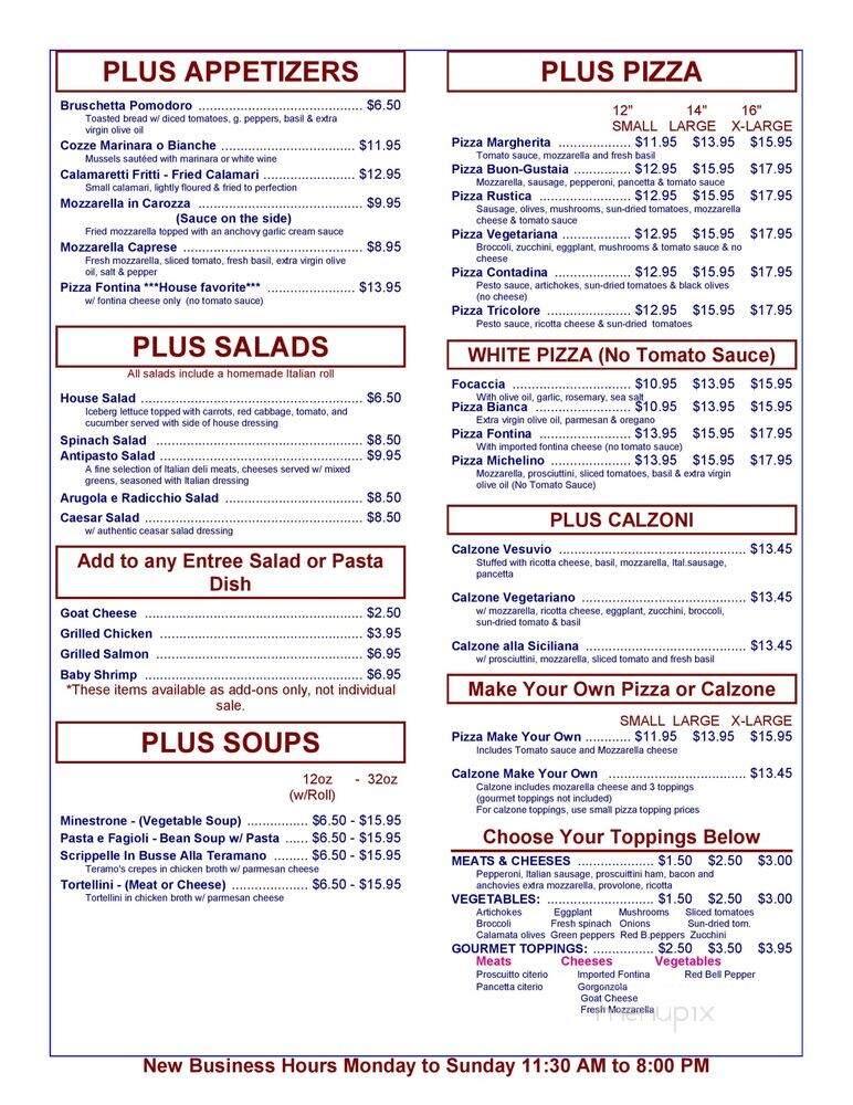 Pasta Plus Restaurant - Laurel, MD menu_pic