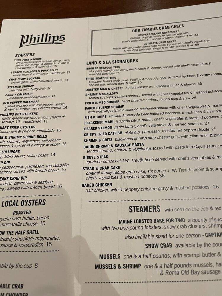 Phillips Harborplace Restaurant - Baltimore, MD menu_pic