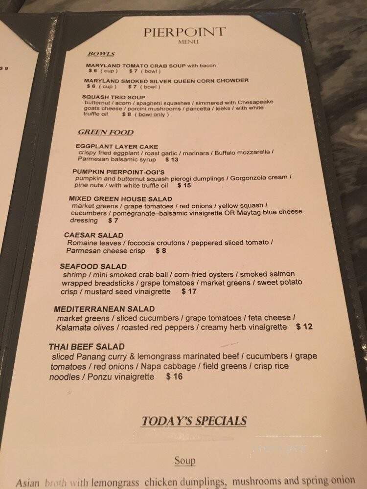 Pierpoint Restaurant - Baltimore, MD menu_pic