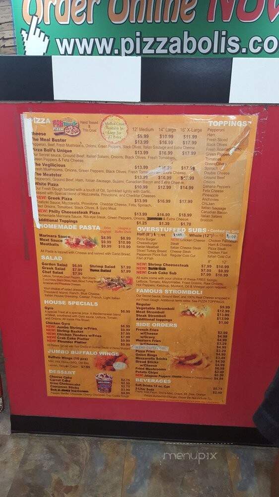 Pizza Boli's - Baltimore, MD menu_pic