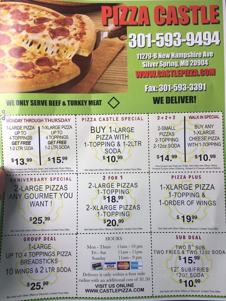 Pizza Castle - Silver Spring, MD menu_pic