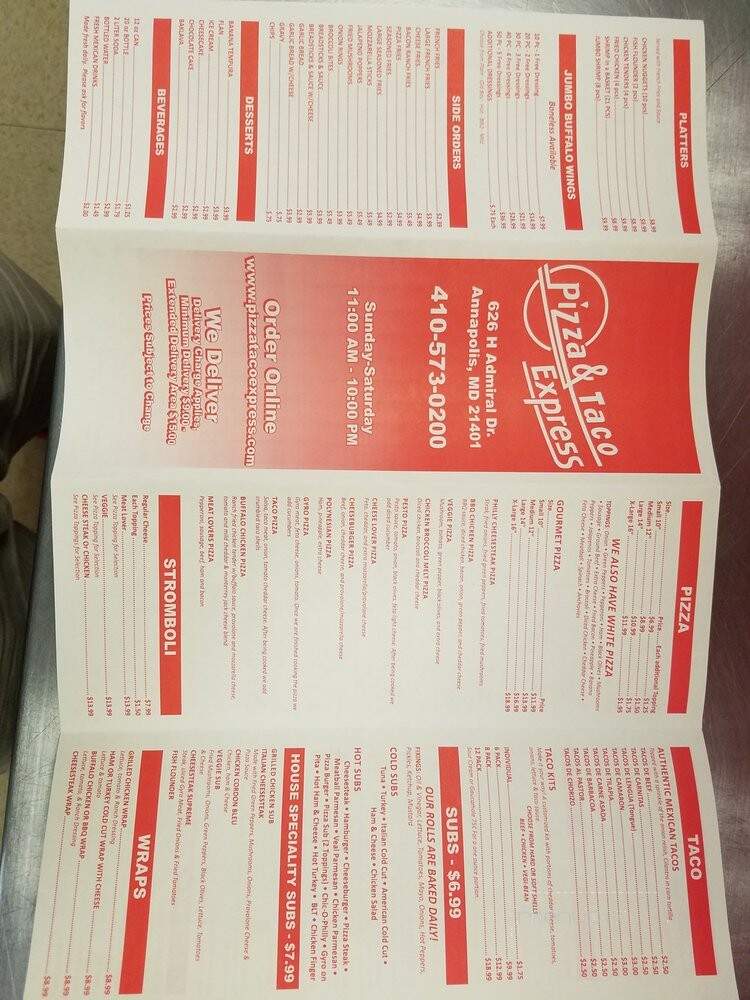 Pizza Express - Annapolis, MD menu_pic