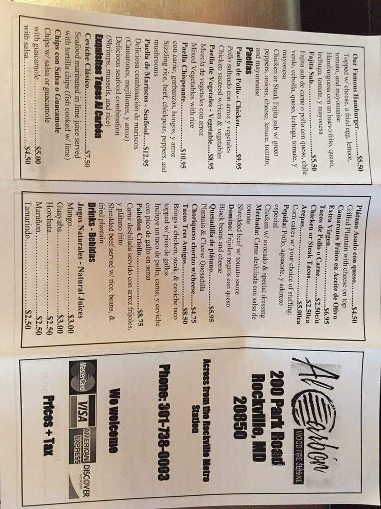 Pollo Al Carbon - Rockville, MD menu_pic