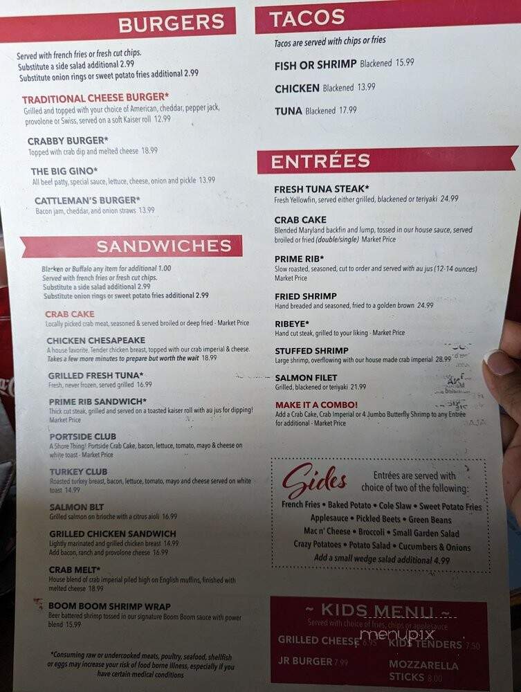 Portside Seafood Restaurant - Cambridge, MD menu_pic