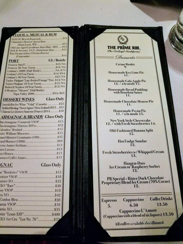 Prime Rib - Baltimore, MD menu_pic
