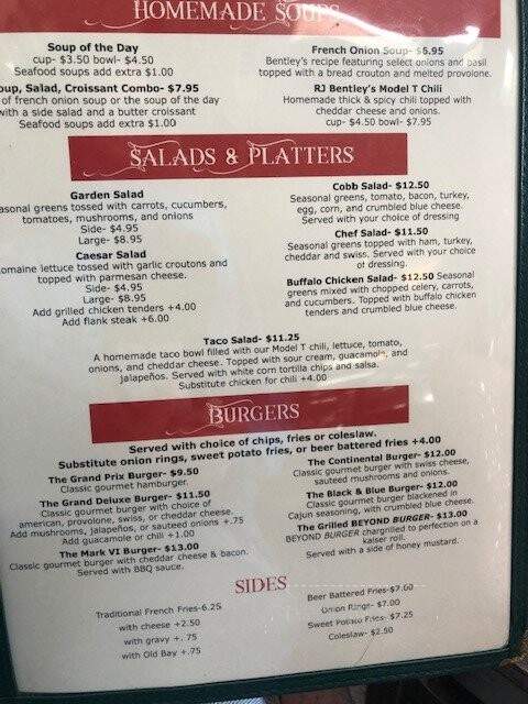 R J Bentley's Restaurant - College Park, MD menu_pic