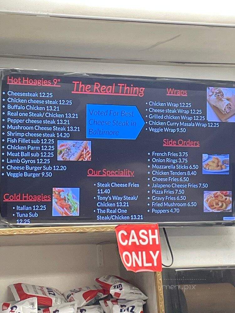 Real Thing - Towson, MD menu_pic