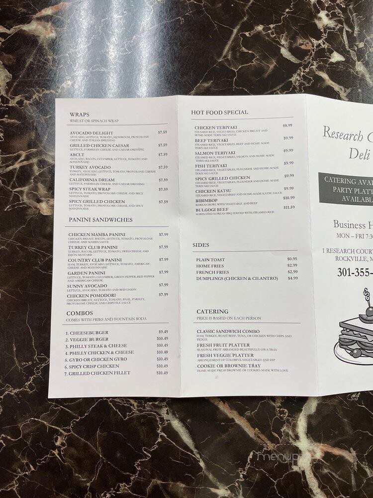 Research Court Deli - Rockville, MD menu_pic