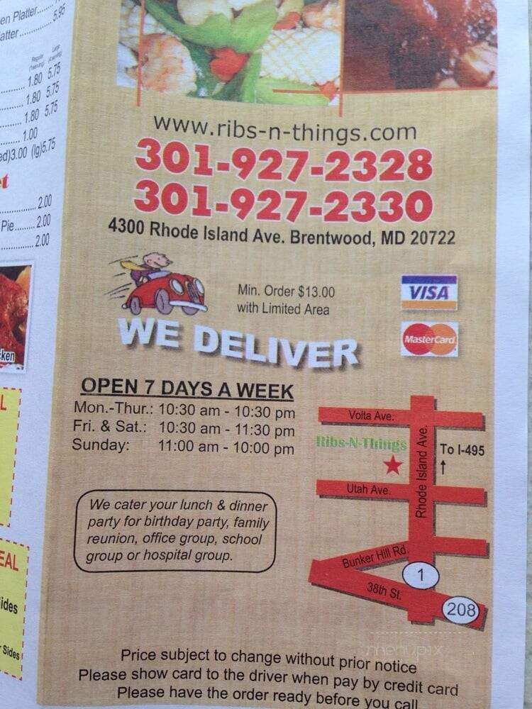 Ribs-N-Things - Brentwood, MD menu_pic