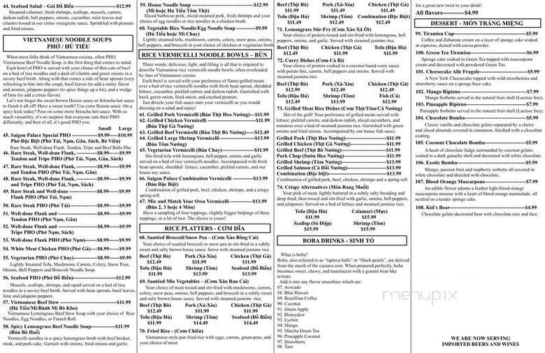 Saigon Palace - Edgewater, MD menu_pic