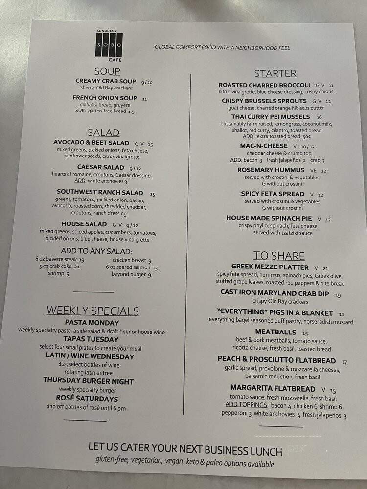 Sobo Cafe - Baltimore, MD menu_pic