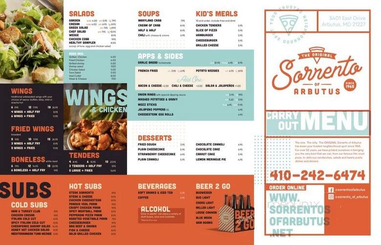 Sorrento Of Arbutus - Halethorpe, MD menu_pic