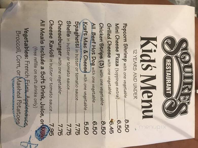 Squire's Restaurant - Baltimore, MD menu_pic