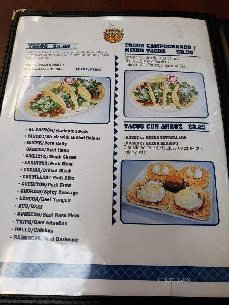 Taco Rico - Hyattsville, MD menu_pic