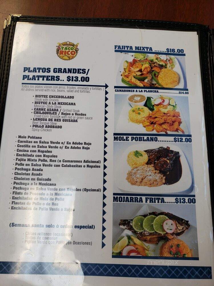 Taco Rico - Hyattsville, MD menu_pic