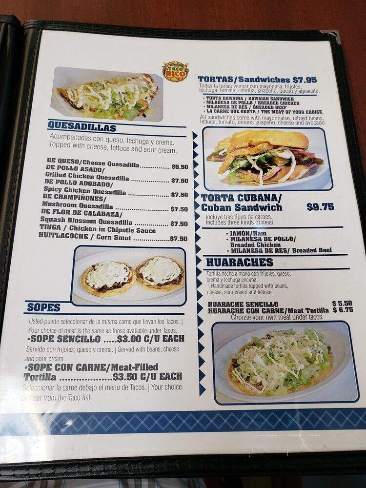 Taco Rico - Hyattsville, MD menu_pic