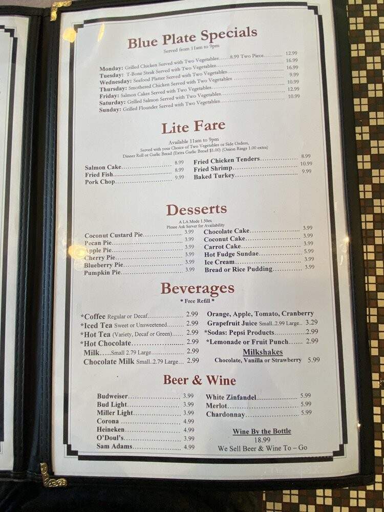 Tasty Diner - Silver Spring, MD menu_pic