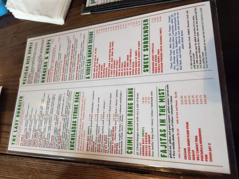 Tequila Mockingbird - Ocean City, MD menu_pic