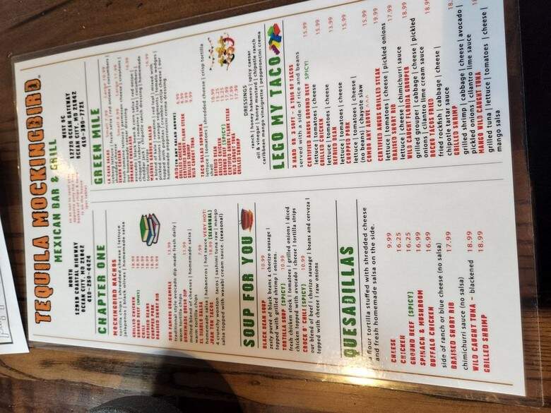 Tequila Mockingbird - Ocean City, MD menu_pic