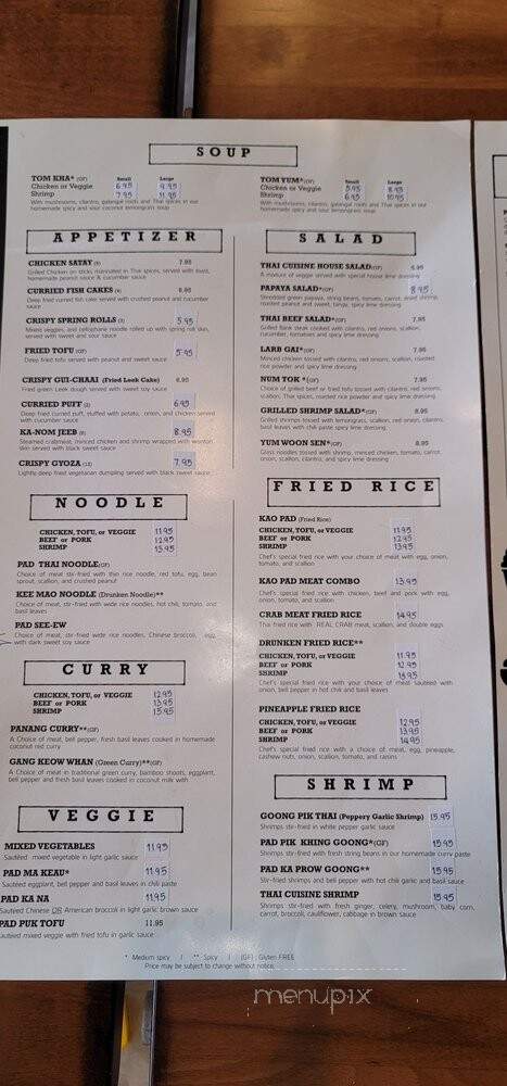 Thai Cuisine - Olney, MD menu_pic