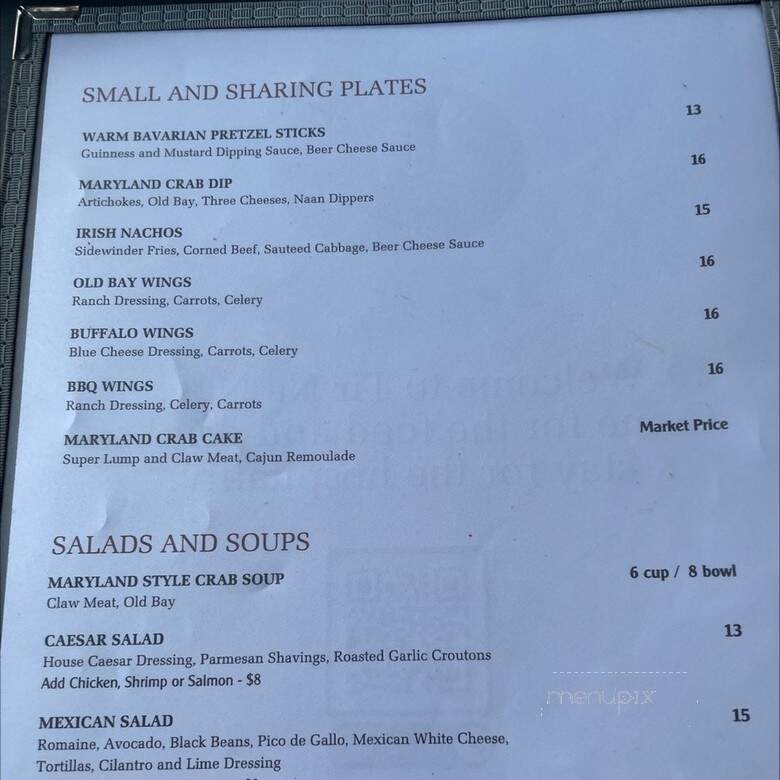 Tir Na Nog Bar & Grill - Baltimore, MD menu_pic