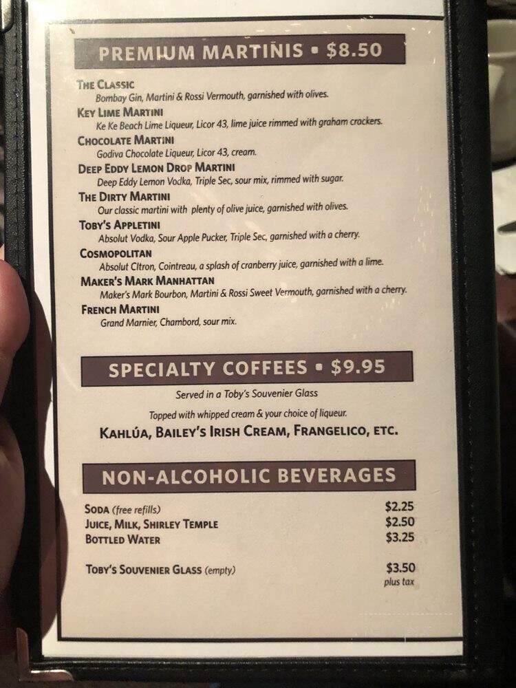 Toby's-The Dinner Theatre - Columbia, MD menu_pic