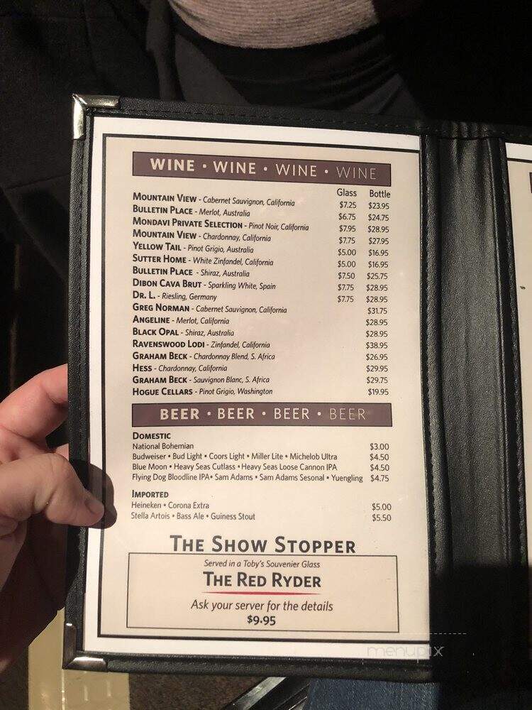 Toby's-The Dinner Theatre - Columbia, MD menu_pic