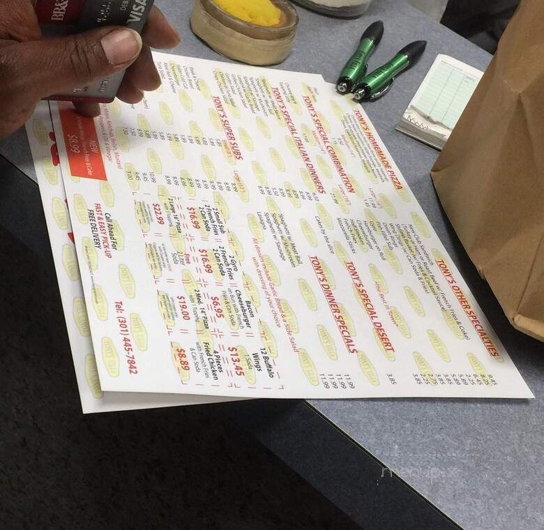 Tonys Villa - Takoma Park, MD menu_pic