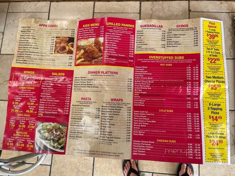 Waterloo Pizza & Subs - Elkridge, MD menu_pic