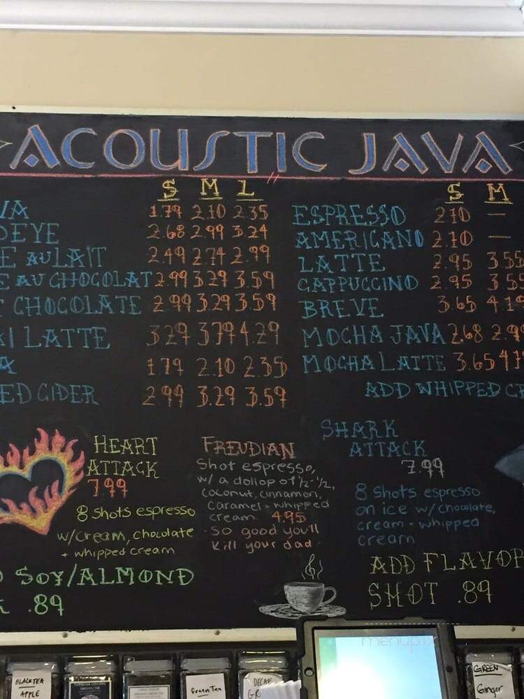 Accoustic Java - Worcester, MA menu_pic