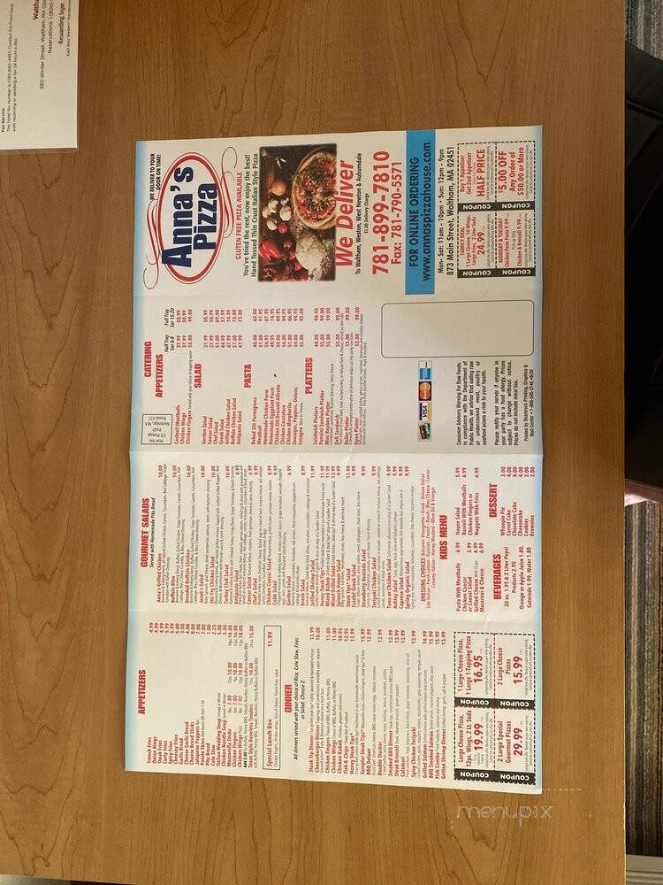 Anna's Pizza House - Waltham, MA menu_pic