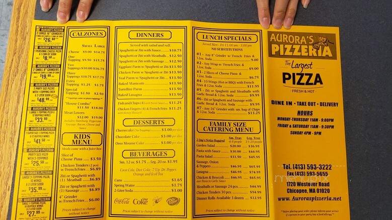 Aurora's Pizzeria - Chicopee, MA menu_pic