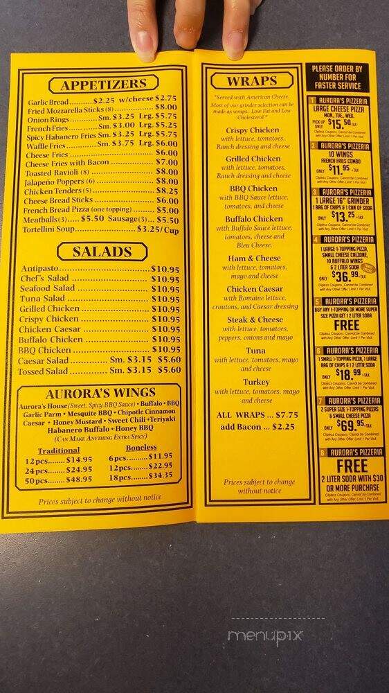 Aurora's Pizzeria - Chicopee, MA menu_pic