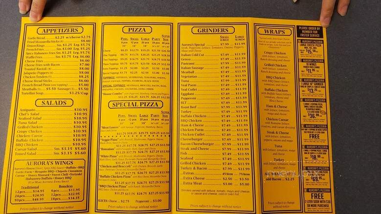 Aurora's Pizzeria - Chicopee, MA menu_pic