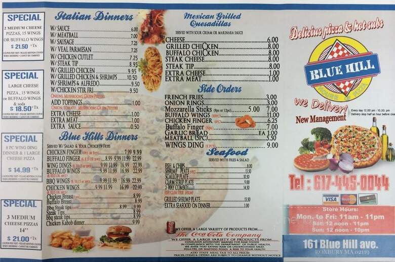 Blue Hill House Of Pizza - Roxbury, MA menu_pic