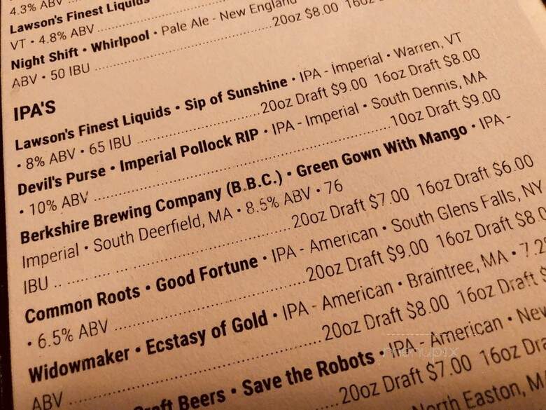 British Beer Co - Sandwich, MA menu_pic