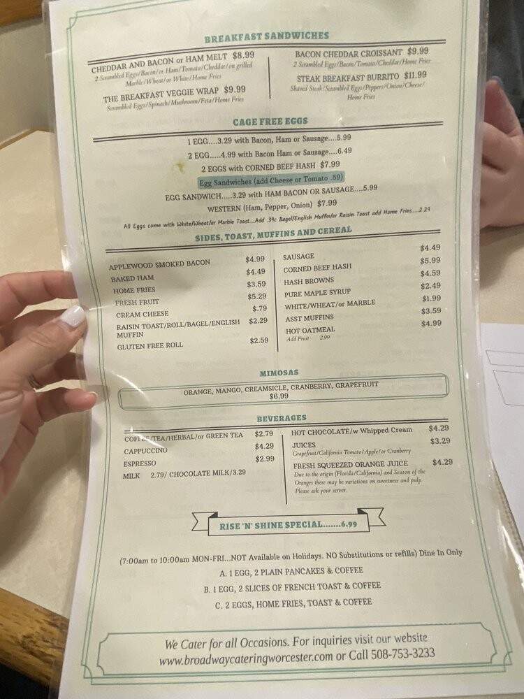 Broadway Restaurant - Worcester, MA menu_pic