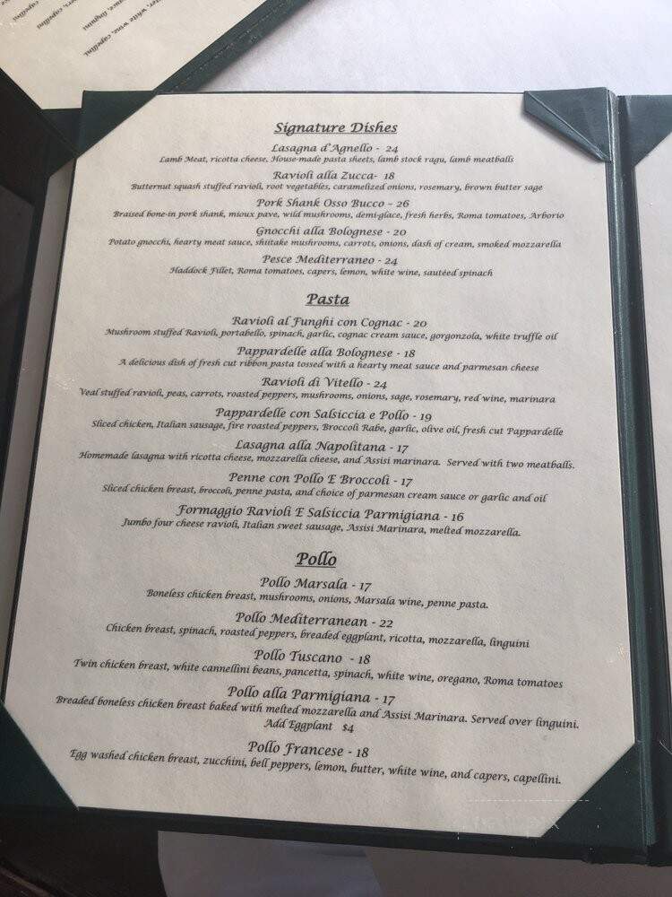 Cafe Assisi - Wrentham, MA menu_pic