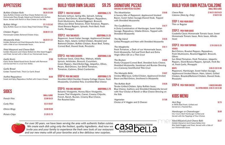 Casa-Bella Pizza - Medfield, MA menu_pic