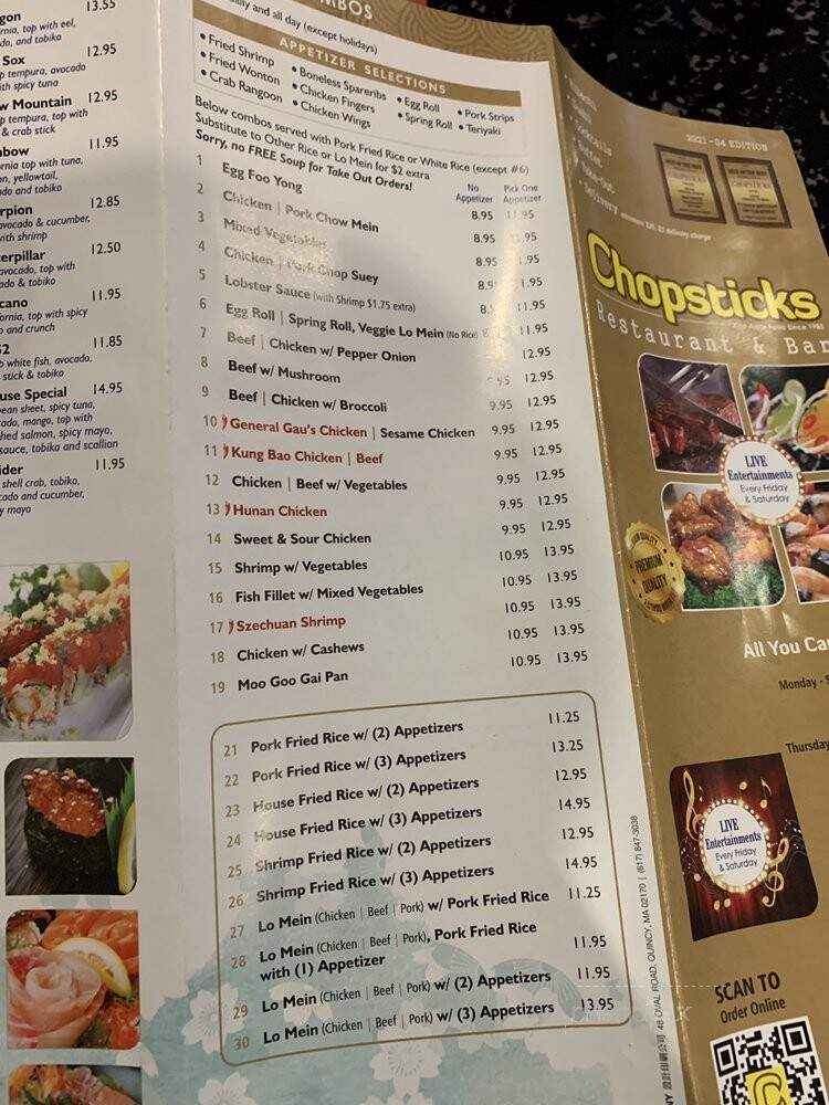 Chopsticks Restaurant - Leominster, MA menu_pic
