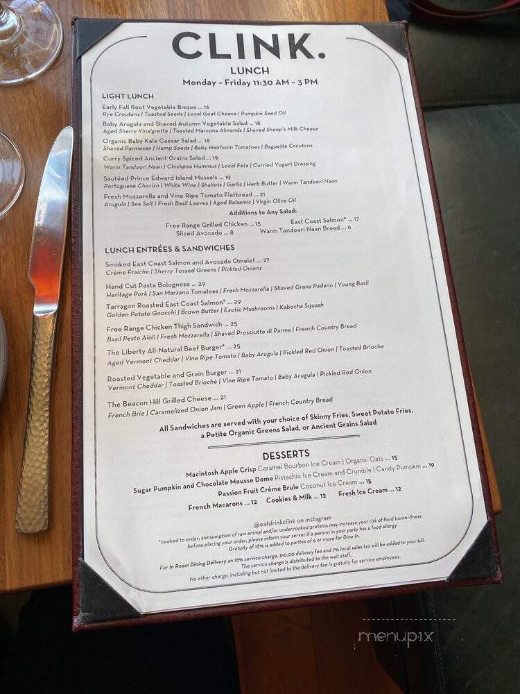 Clink - Boston, MA menu_pic