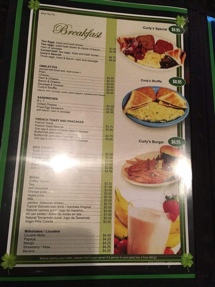 Curly's Restaurant - Chelsea, MA menu_pic