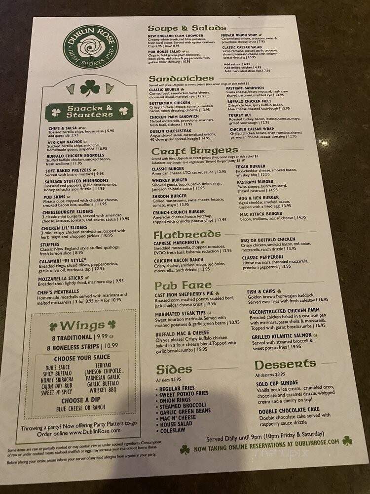 Darlings Restaurant - Seekonk, MA menu_pic