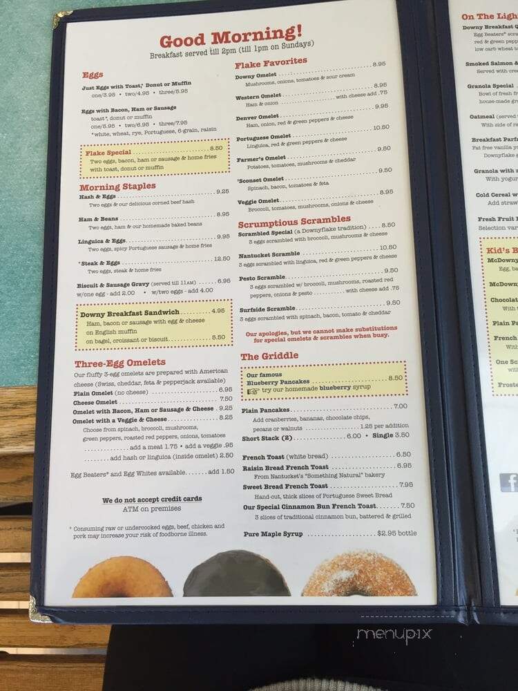 Downyflake Restaurant - Nantucket, MA menu_pic