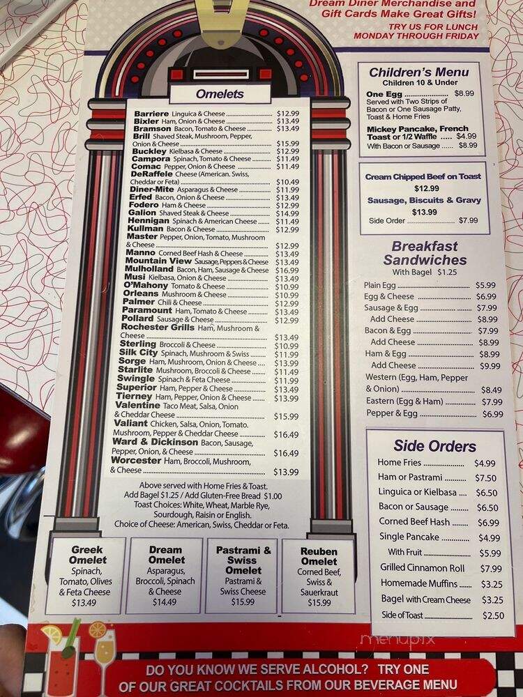 Dream Diner - Tyngsboro, MA menu_pic