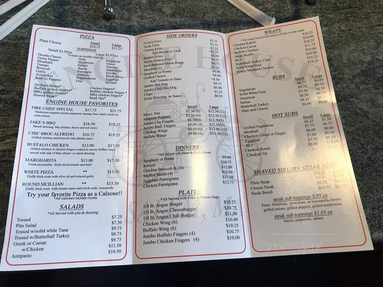 Engine House Restaurant Pizza - Salem, MA menu_pic