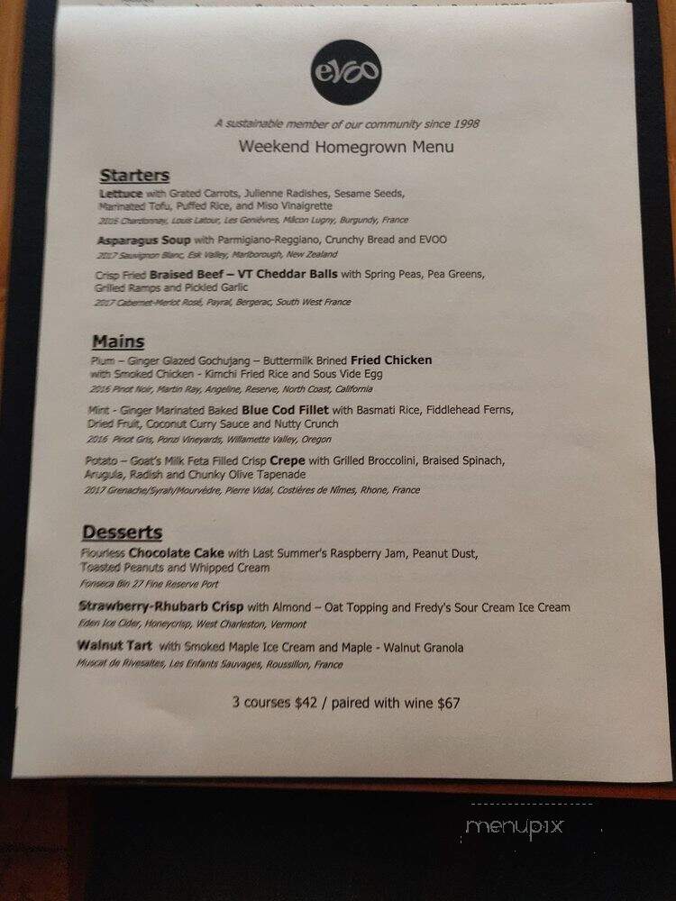 Evoo Restaurant - Somerville, MA menu_pic