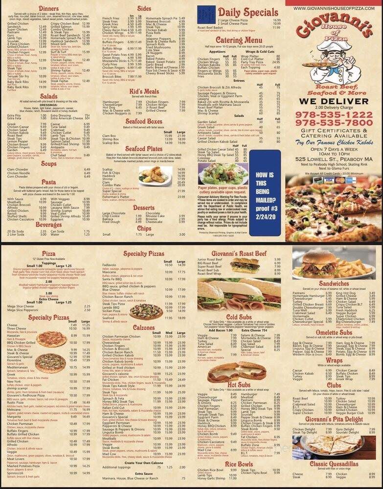 Giovanni's Seafood & Roast - Peabody, MA menu_pic