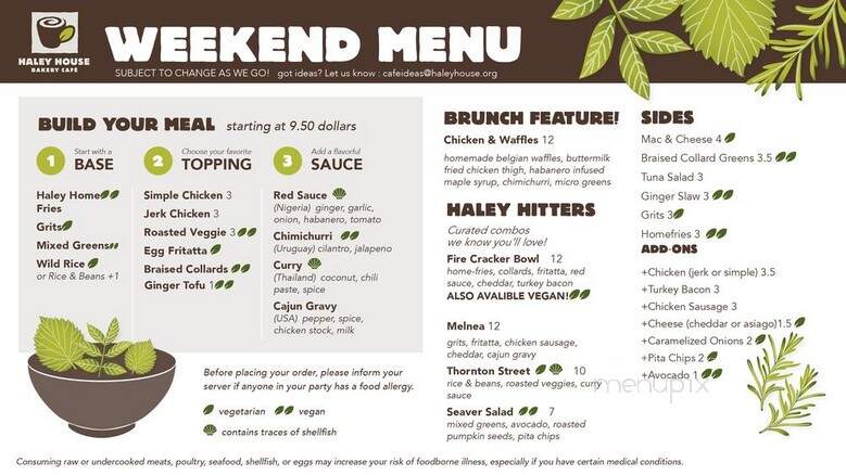 Haley House Bakery Cafe - Roxbury, MA menu_pic