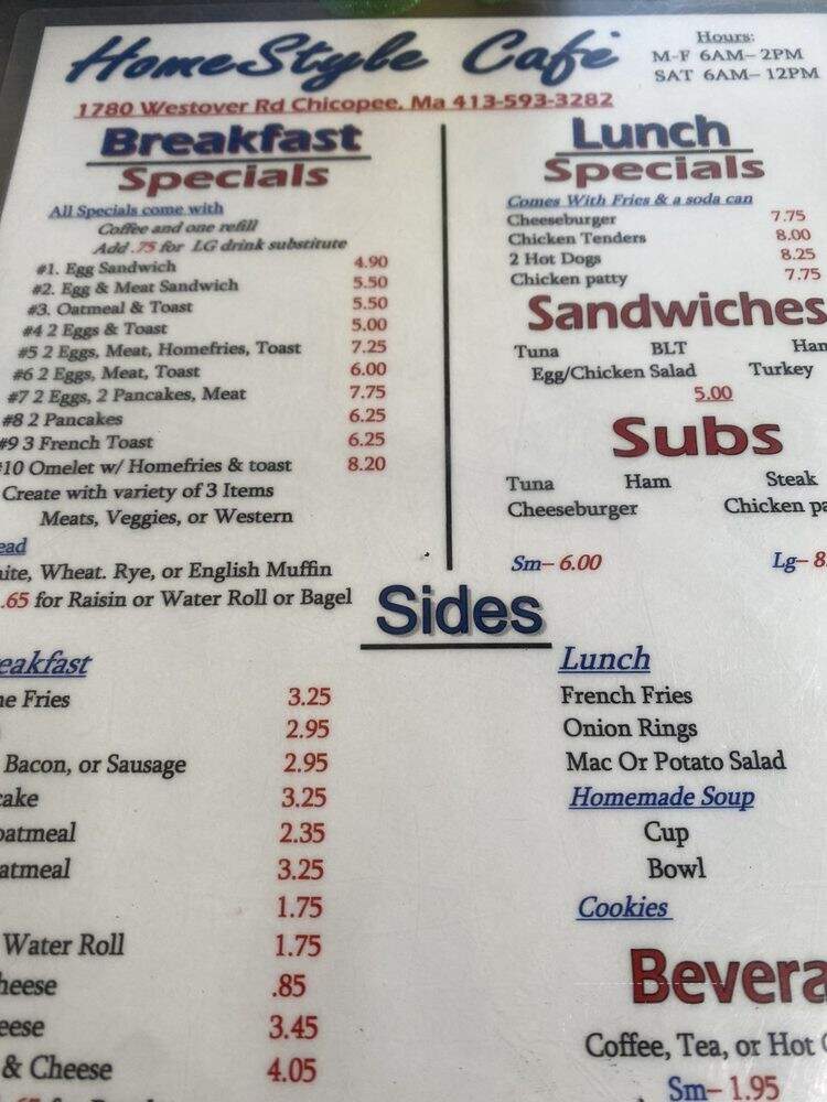 Homestyle Cafe - Chicopee, MA menu_pic